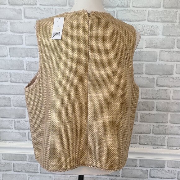 Banana Republic Gold Woven Layer Vest Top NEW XL Boho Lagenlook Casual Staple - Picture 4 of 8